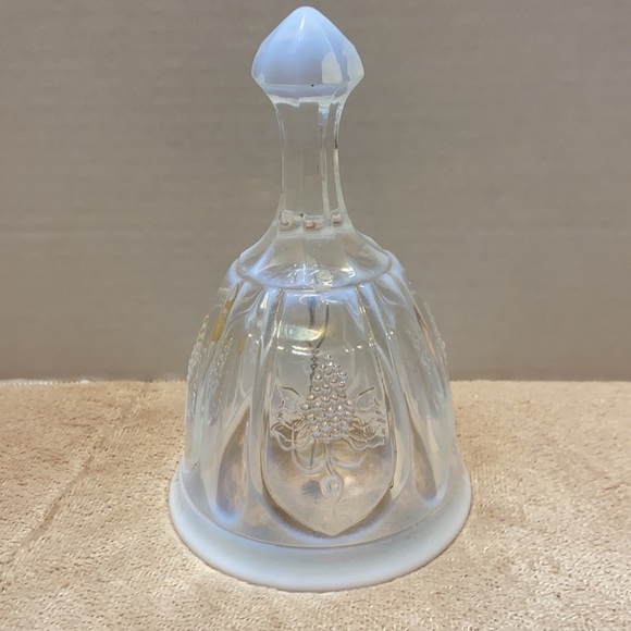 Fenton Vintage Opalescent Glass Embossed grapes and Vine bell - Picture 2 of 6